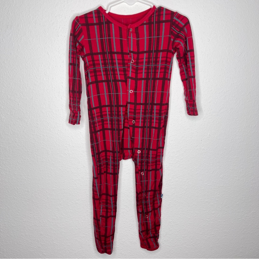 red plaid kickee pants bamboo pajamas